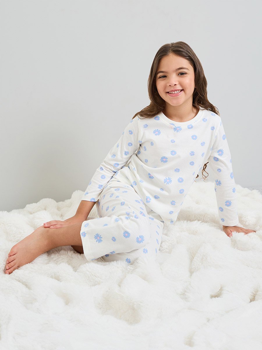 Girls Printed Long Sleeve T-Shirt and Pyjama Set