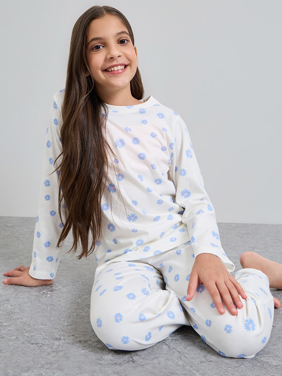 Teen Girls Cotton Long Sleeve T-Shirt and Pyjama Set