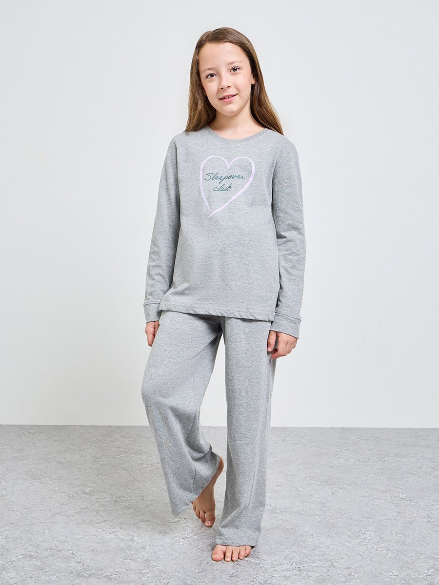 Girls Printed Cotton T-Shirt and Pyjama Set