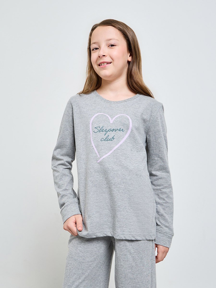 Girls Printed Cotton T-Shirt and Pyjama Set