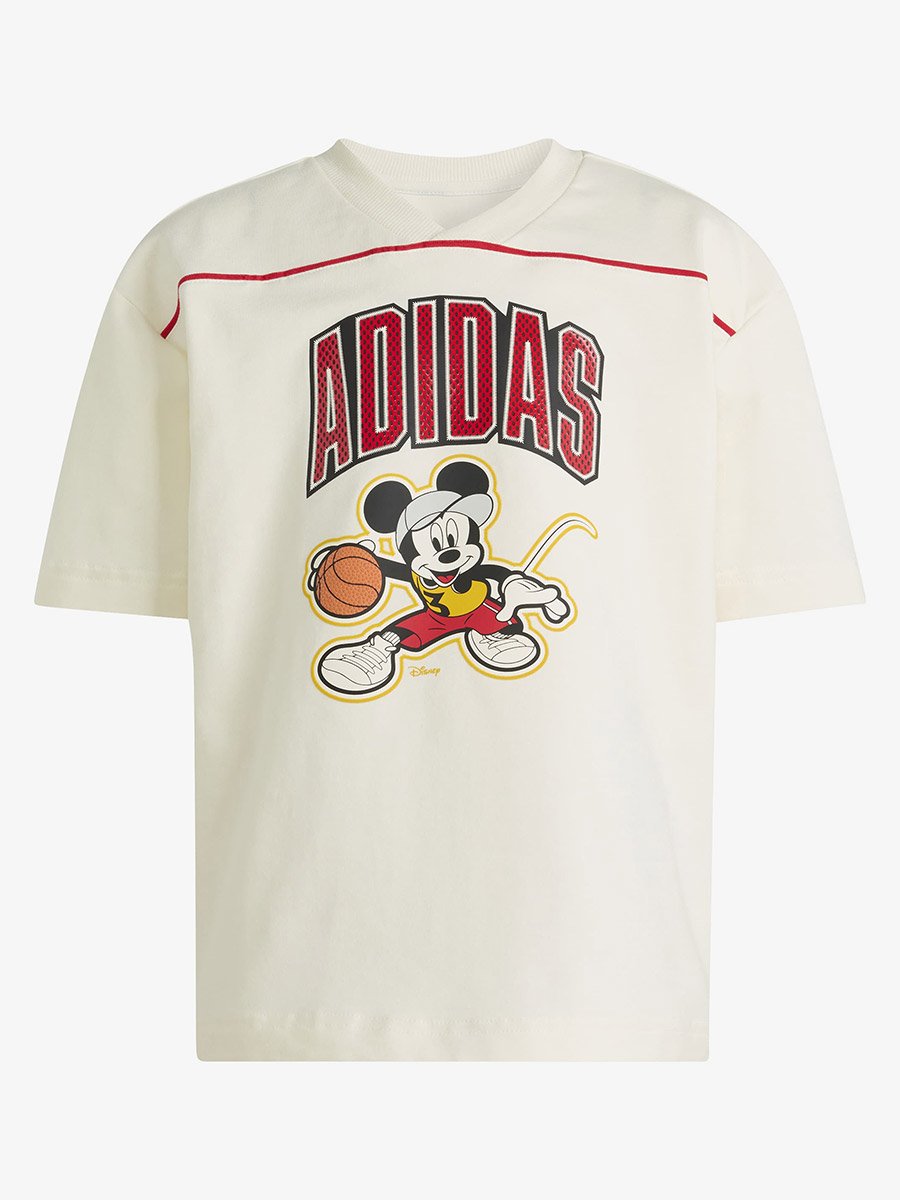 Kids White Mickey Mouse Print Cotton T-Shirt