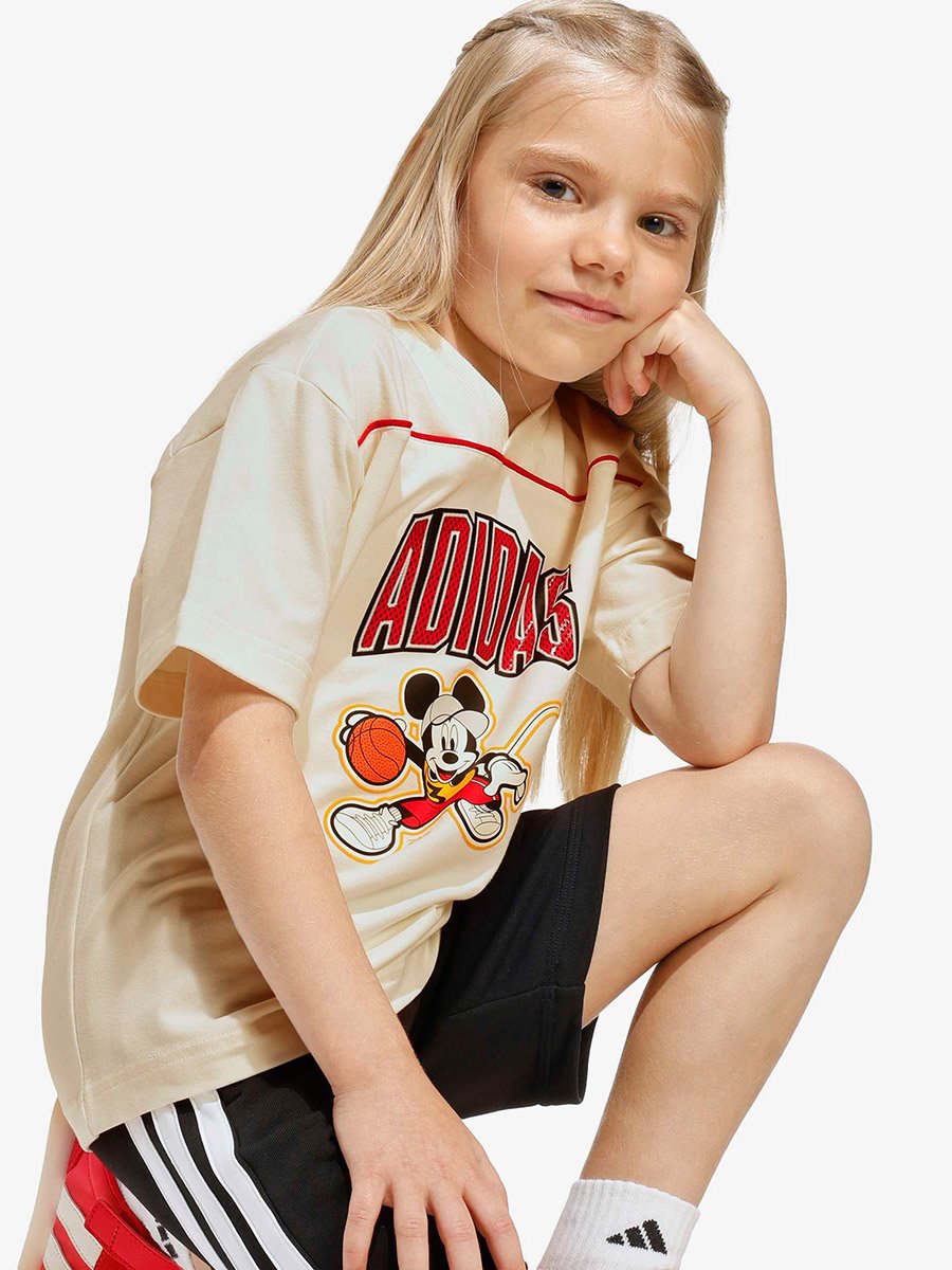 Kids White Mickey Mouse Print Cotton T-Shirt