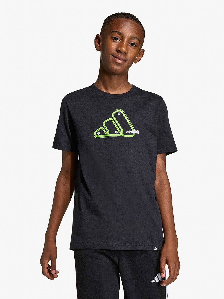 Boys Black Moto Graphic Print T-Shirt