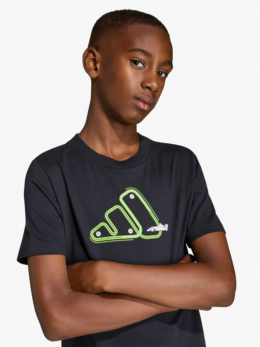 Boys Black Moto Graphic Print T-Shirt