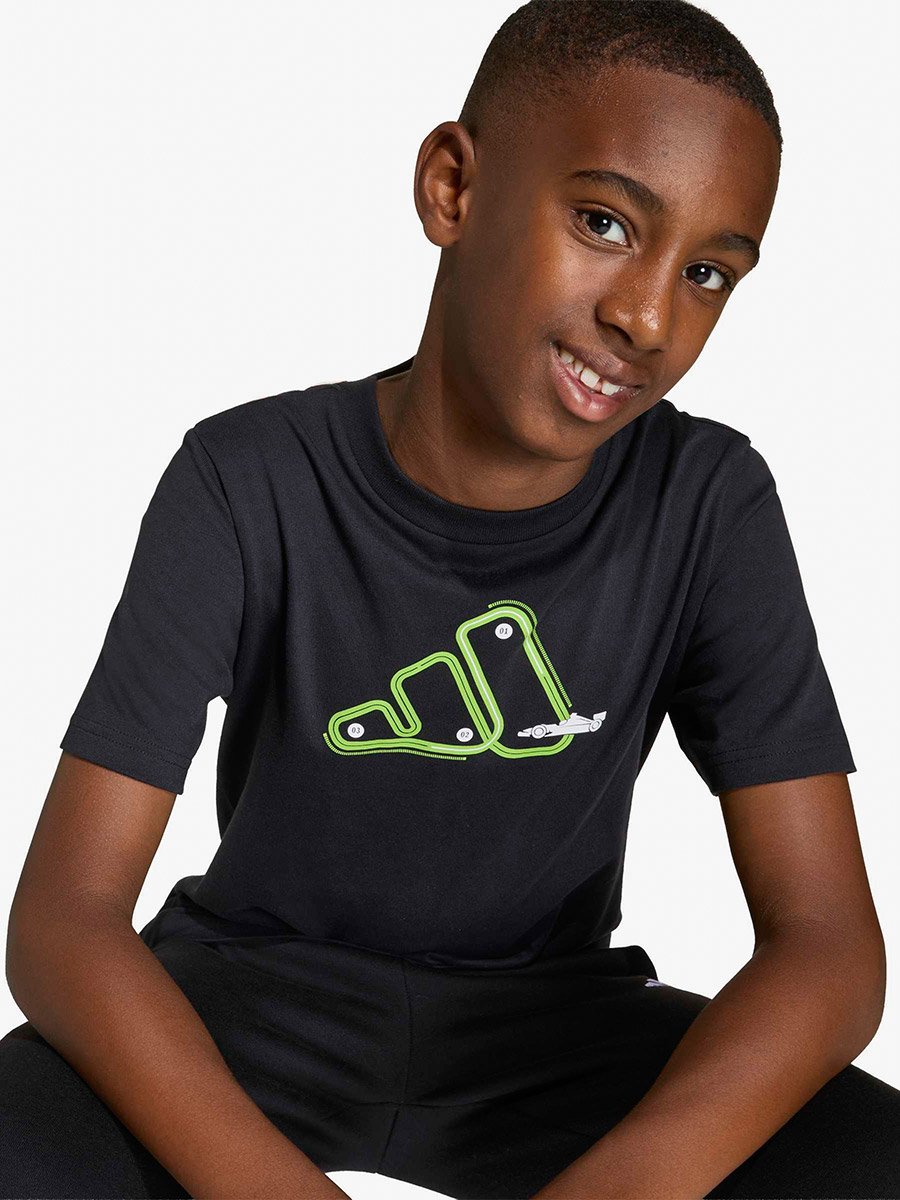 Boys Black Moto Graphic Print T-Shirt