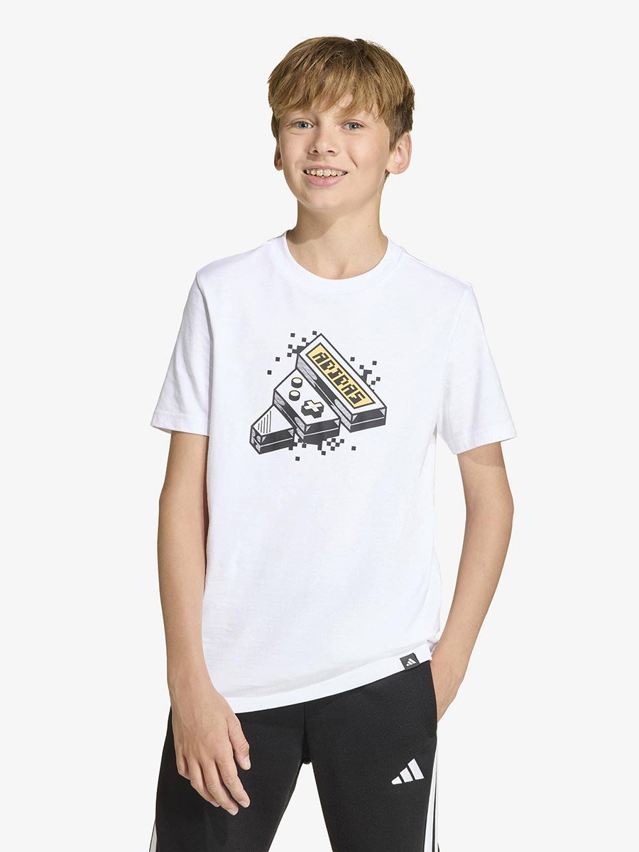 Kids White Gaming Print T-Shirt