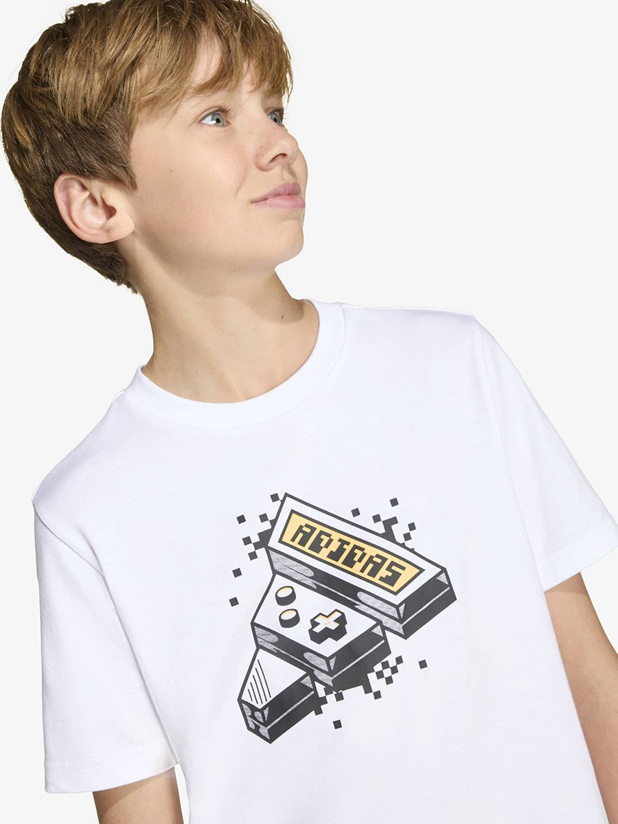 Kids White Gaming Print T-Shirt