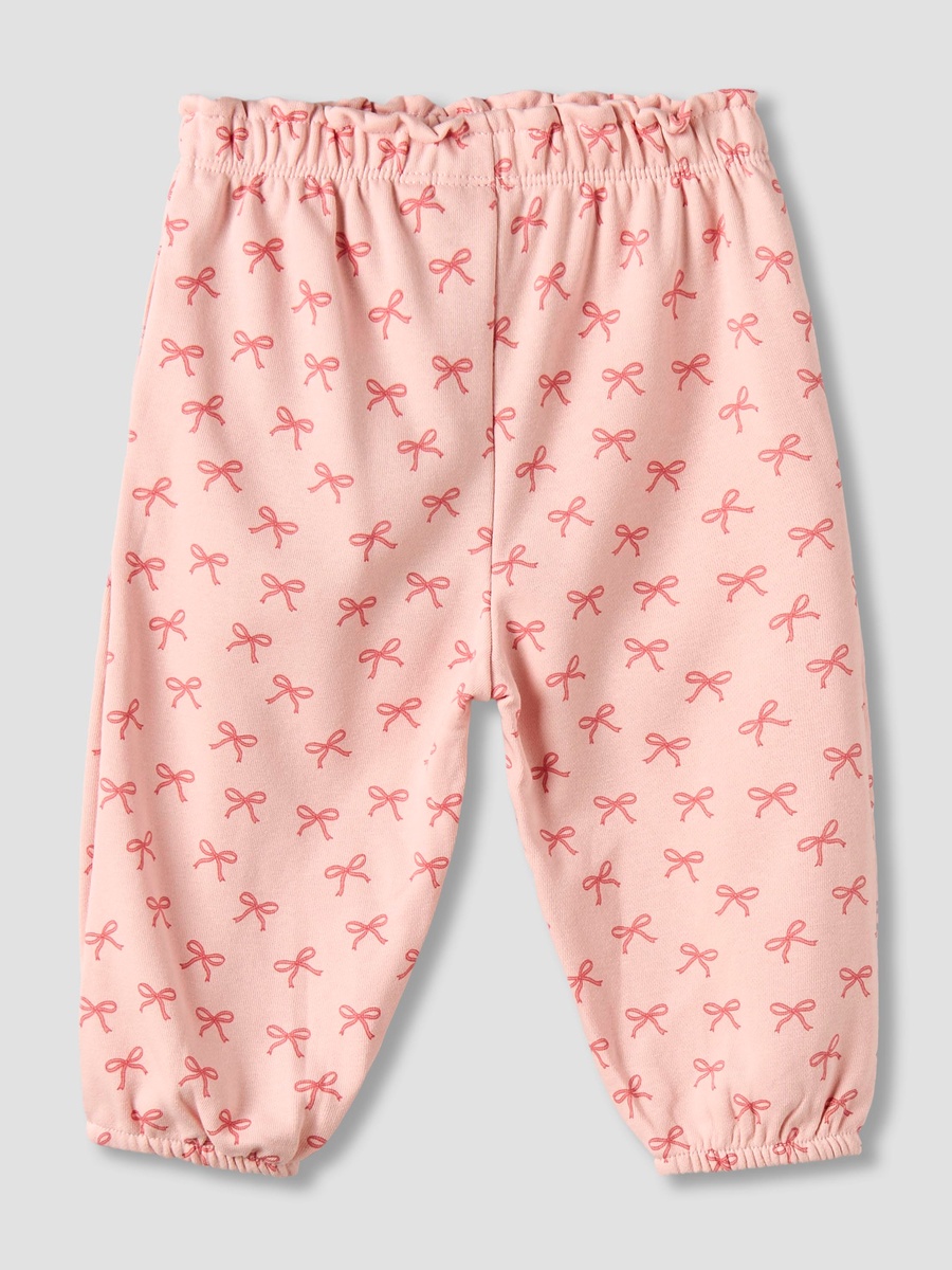 Elastic Waist Joggers with Bow Applique