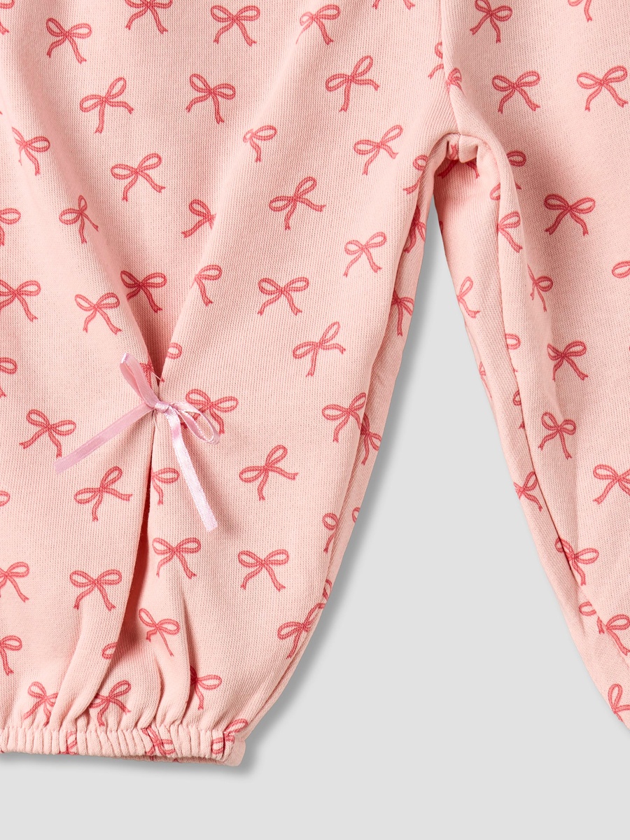 Elastic Waist Joggers with Bow Applique