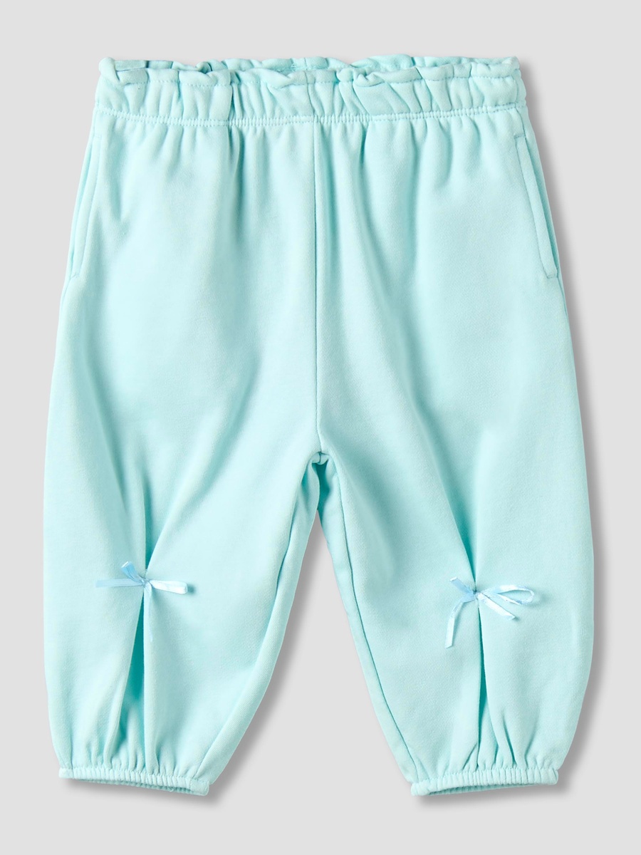 Elastic Waist Joggers with Bow Applique