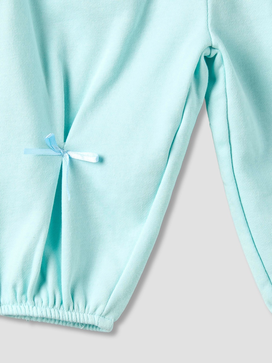 Elastic Waist Joggers with Bow Applique