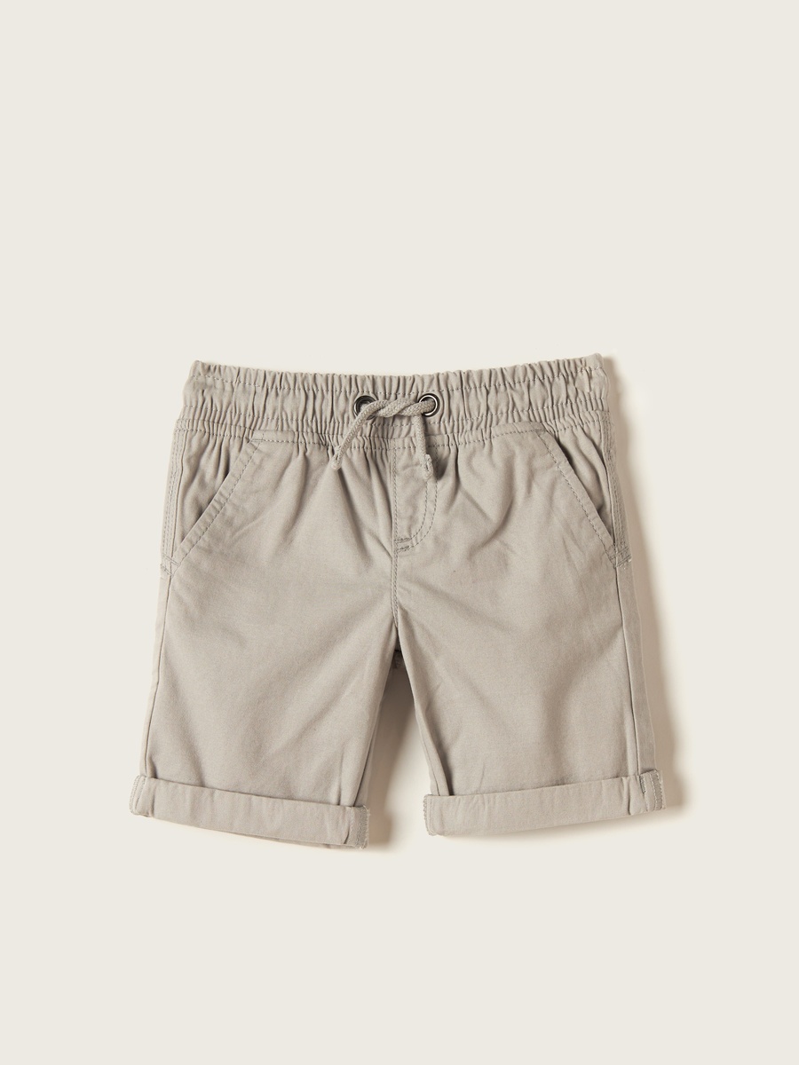 Solid Shorts with Drawstring Closure
