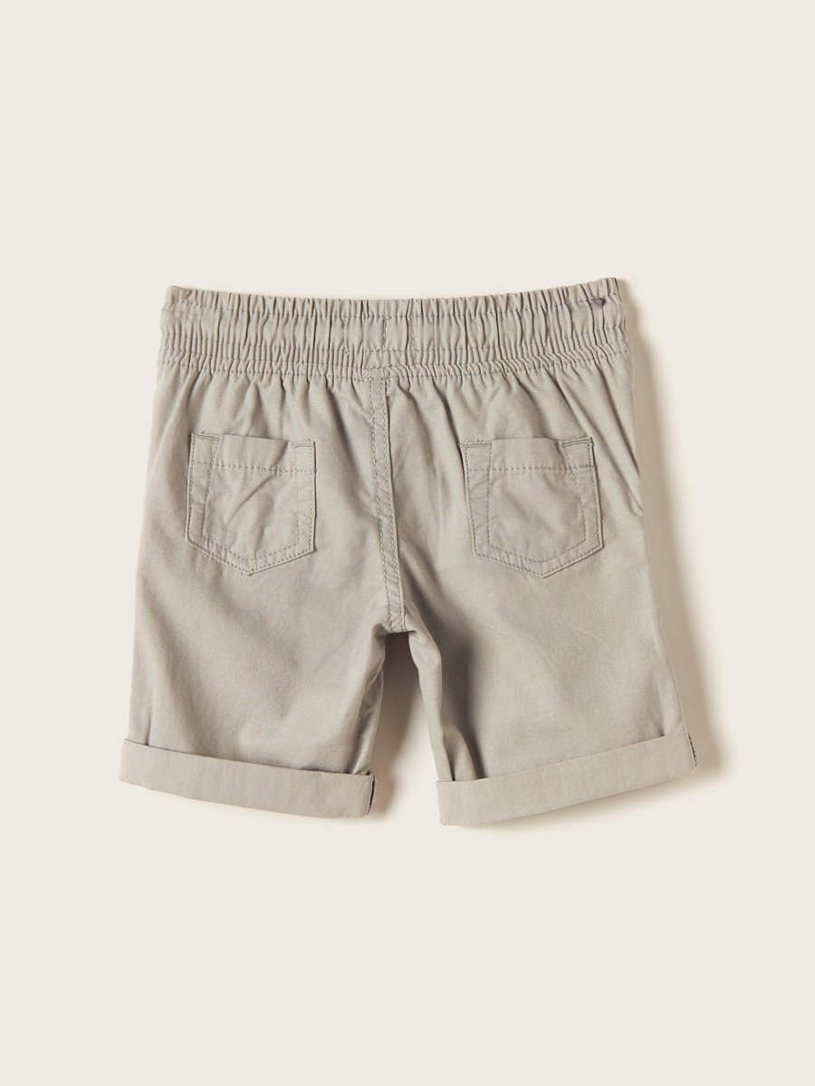 Solid Shorts with Drawstring Closure