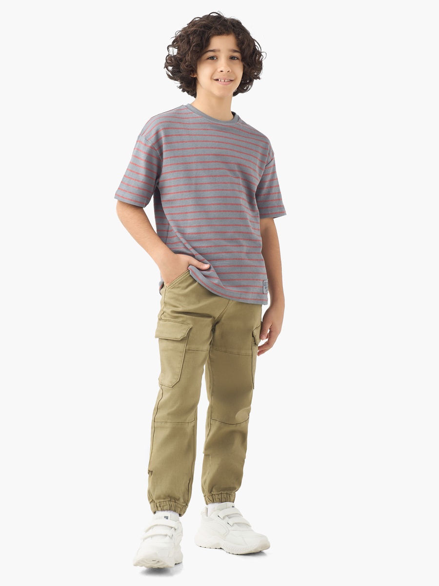 Trousers with Flap Pockets and Elasticated Drawstring Waist