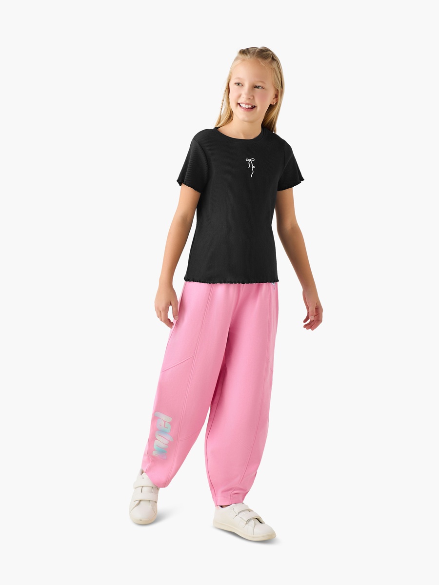 Elasticated Drawstring Waist Track Pants with Angel Print