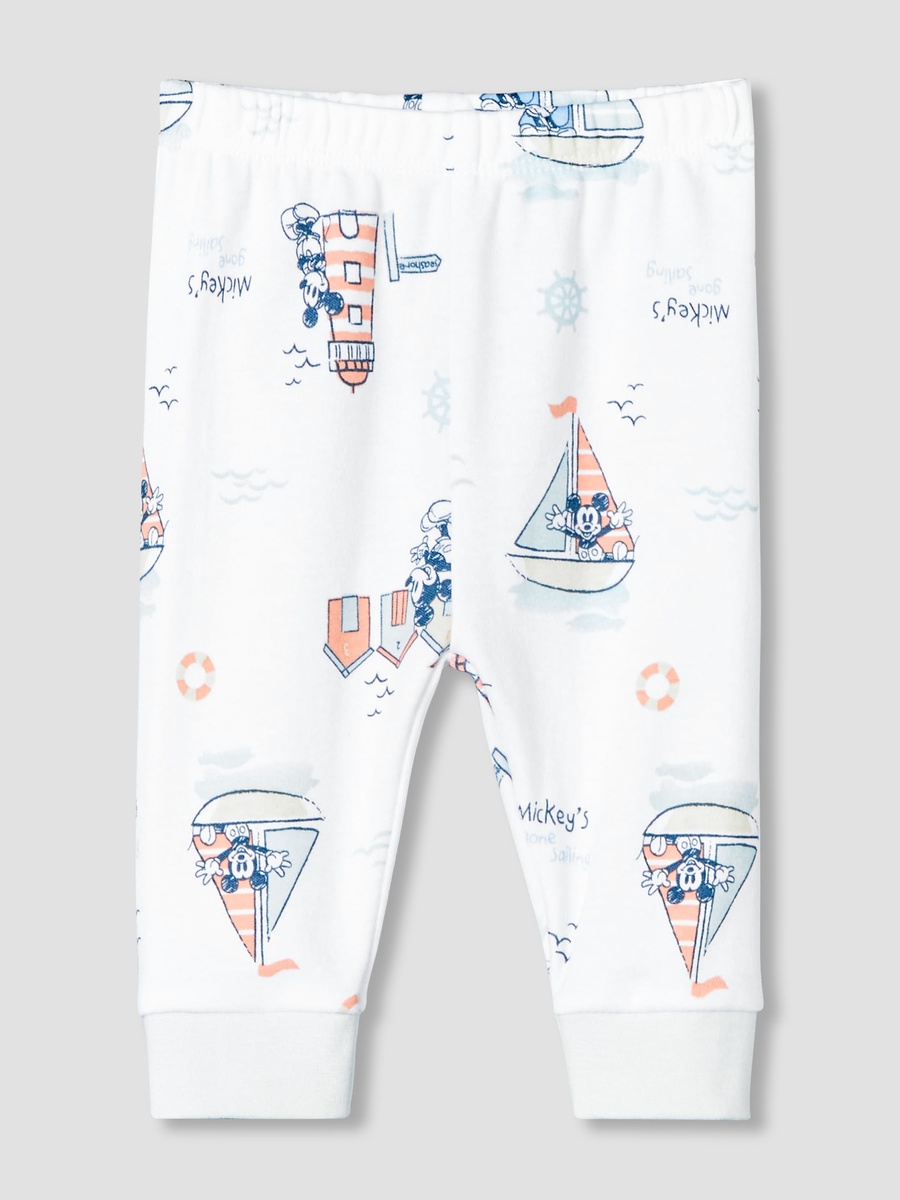 Cotton Round Neck Long Sleeves Pyjama Set with Mickey Mouse Print