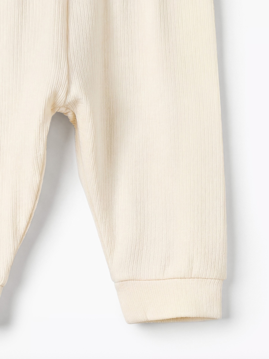 Henley Neck Long Sleeves Pyjama Set with Ribbed Texture