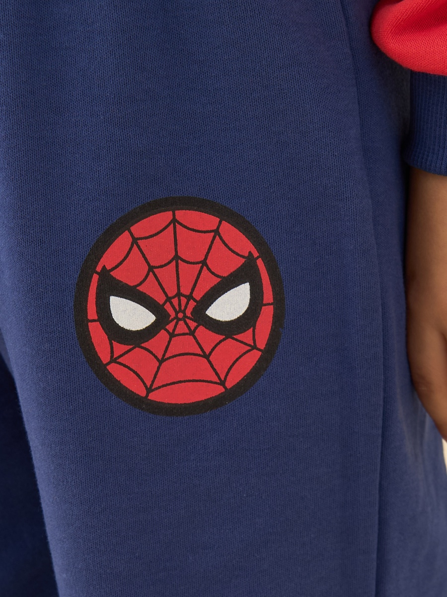 Cotton Crew Neck Long Sleeve Pyjama Set with Spider-Man Print