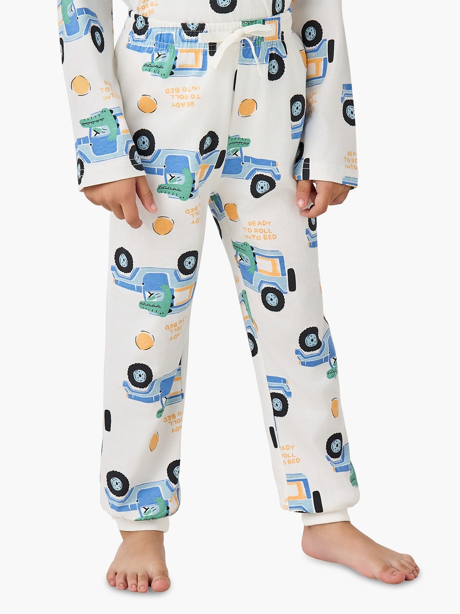 Crew Neck Long Sleeves Pyjama Set with Truck Print