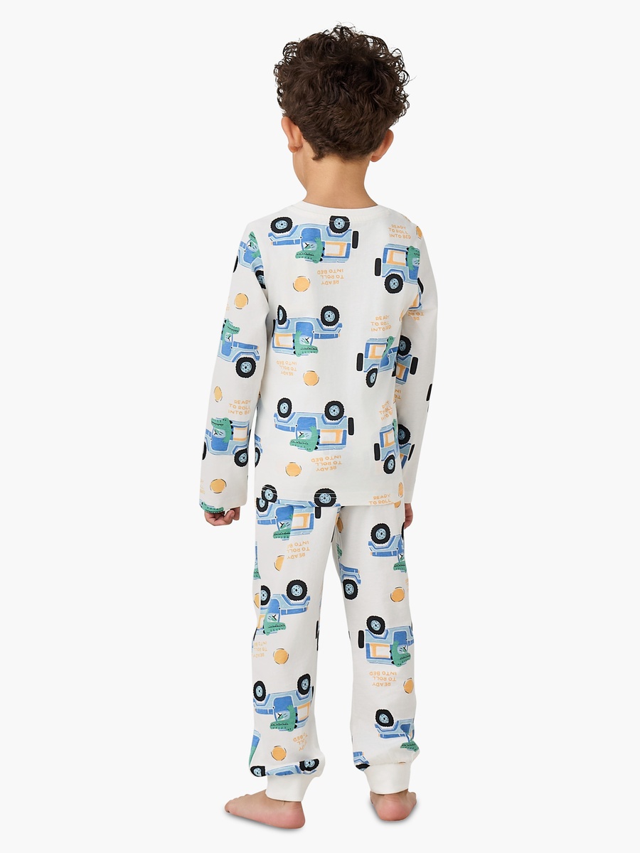 Crew Neck Long Sleeves Pyjama Set with Truck Print