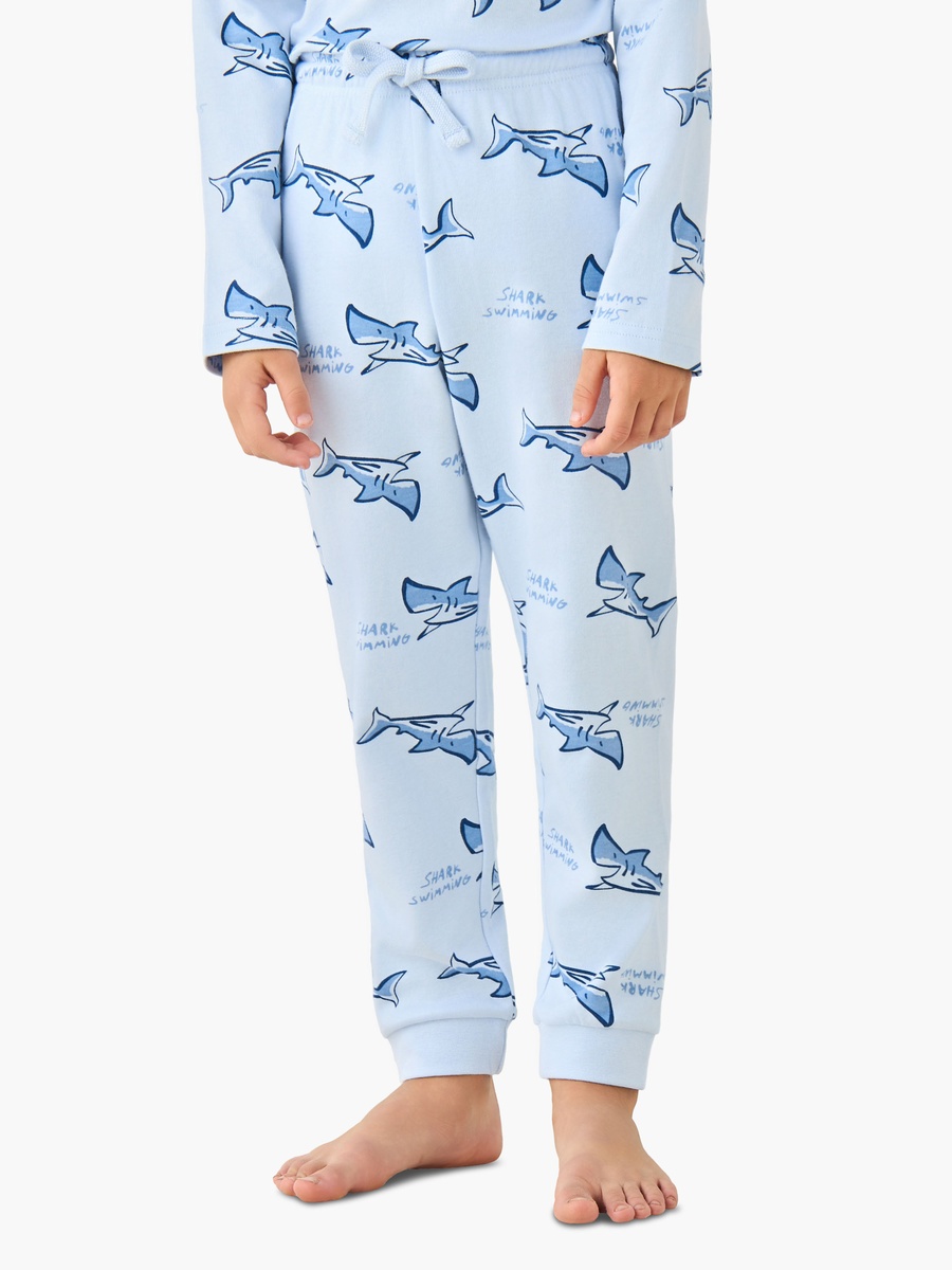 Cotton Crew Neck Long Sleeves Pyjama Set with Drawstring Closure