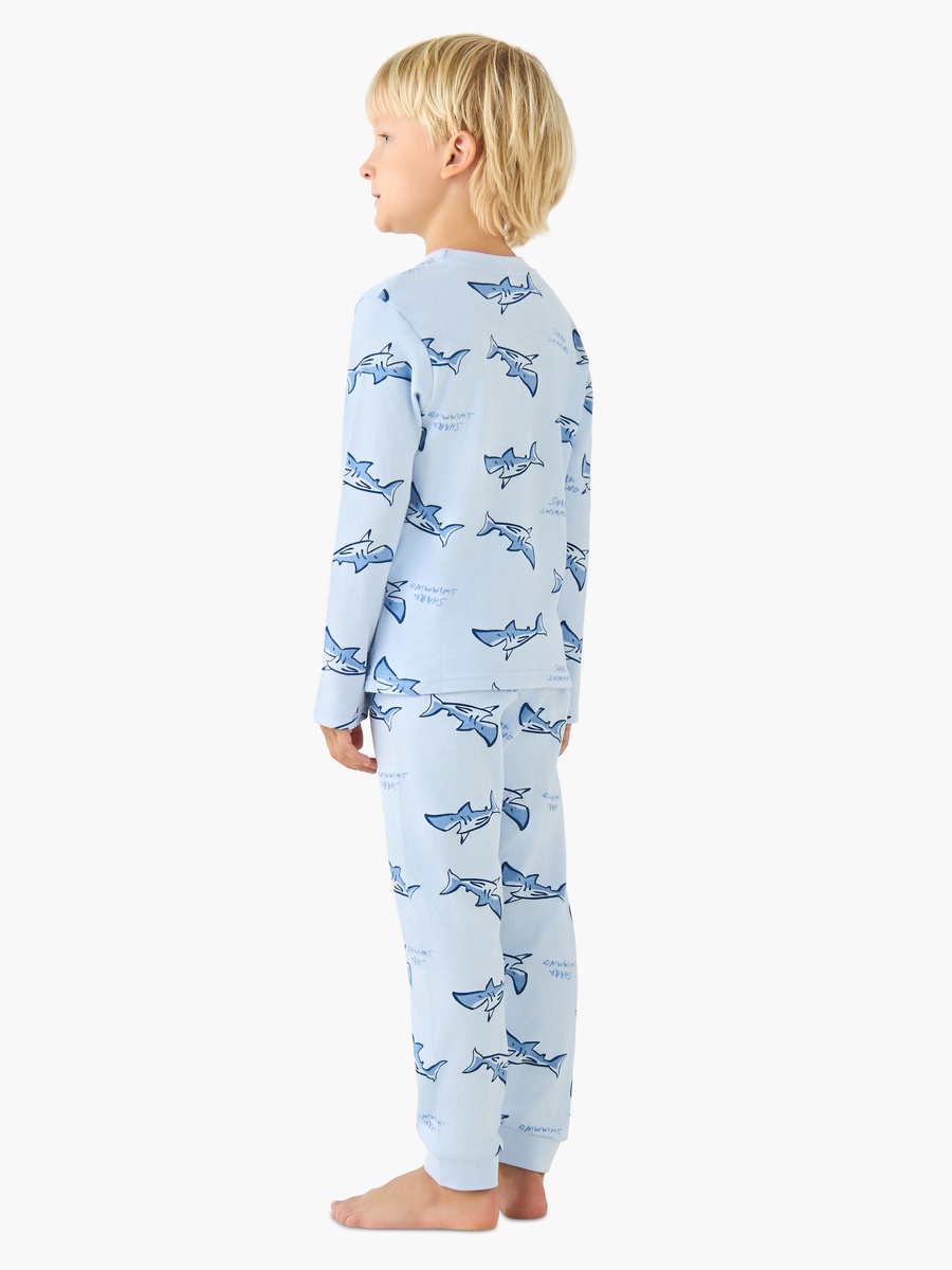 Cotton Crew Neck Long Sleeves Pyjama Set with Drawstring Closure