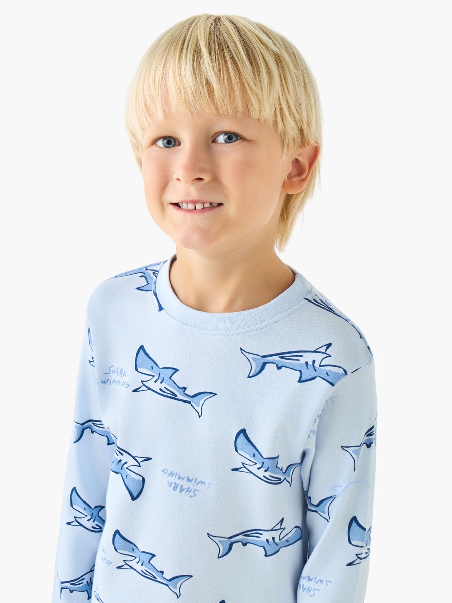 Cotton Crew Neck Long Sleeves Pyjama Set with Drawstring Closure