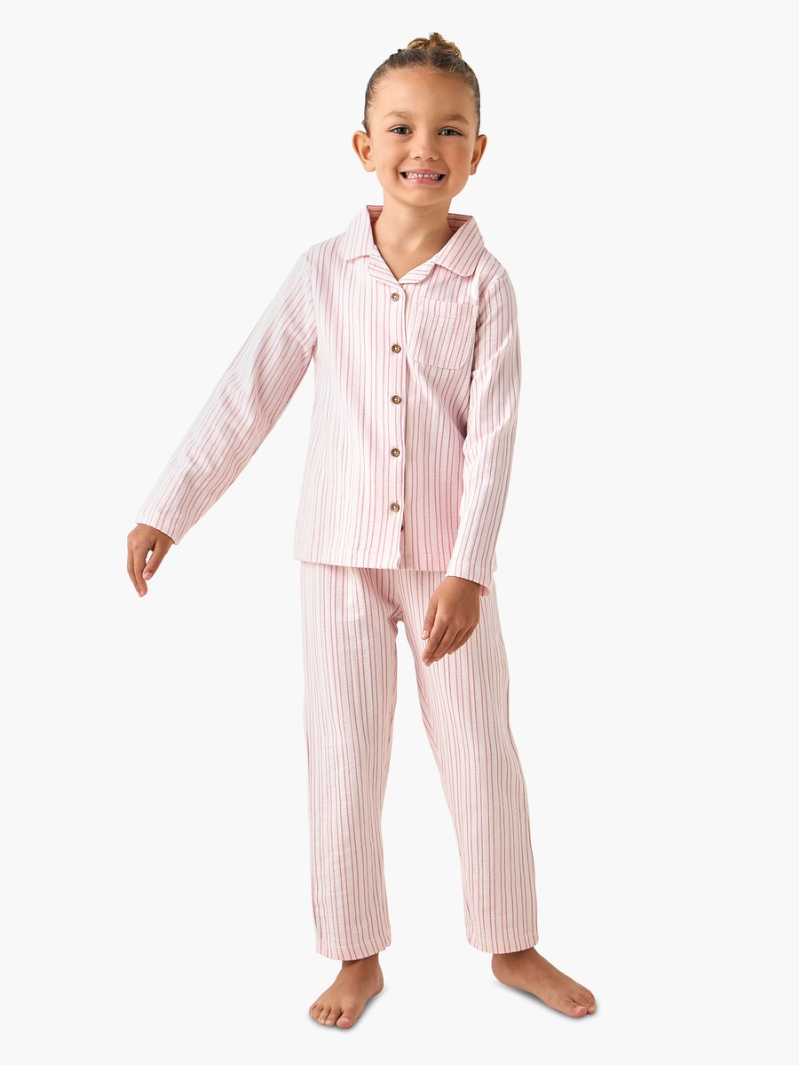Cotton Collared Long Sleeves Pyjama Set with Stripes