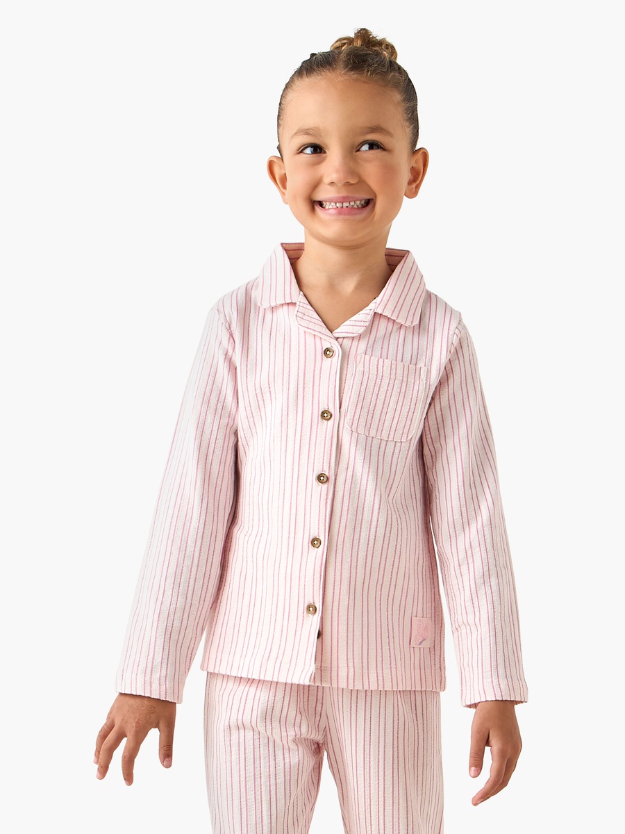 Cotton Collared Long Sleeves Pyjama Set with Stripes