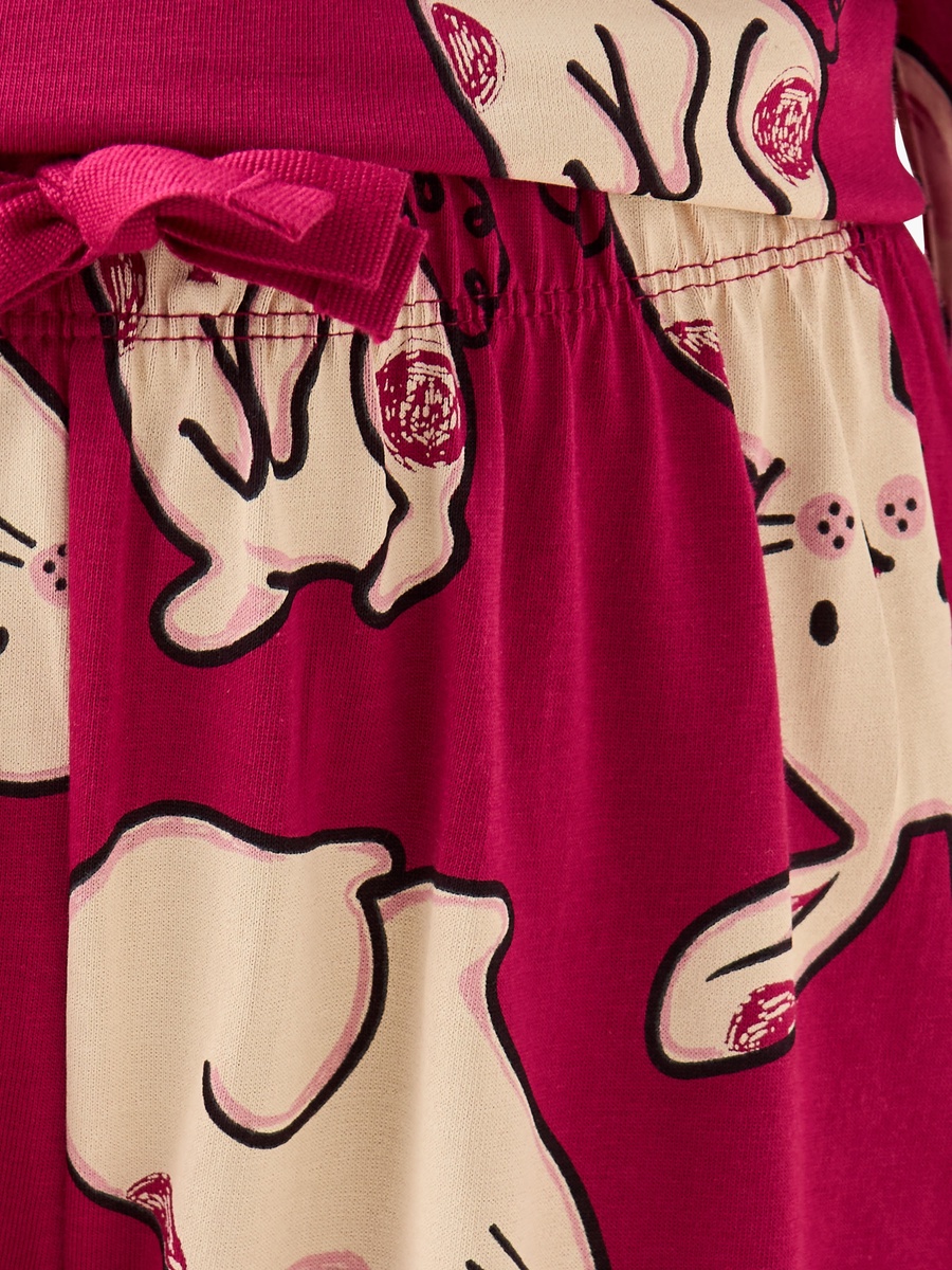 Cotton Crew Neck Long Sleeve Pyjama Set with Bunny Print