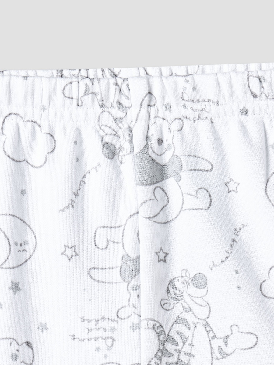 Cotton Collared Neck Long Sleeve Pyjama Set with Winnie The Pooh Print