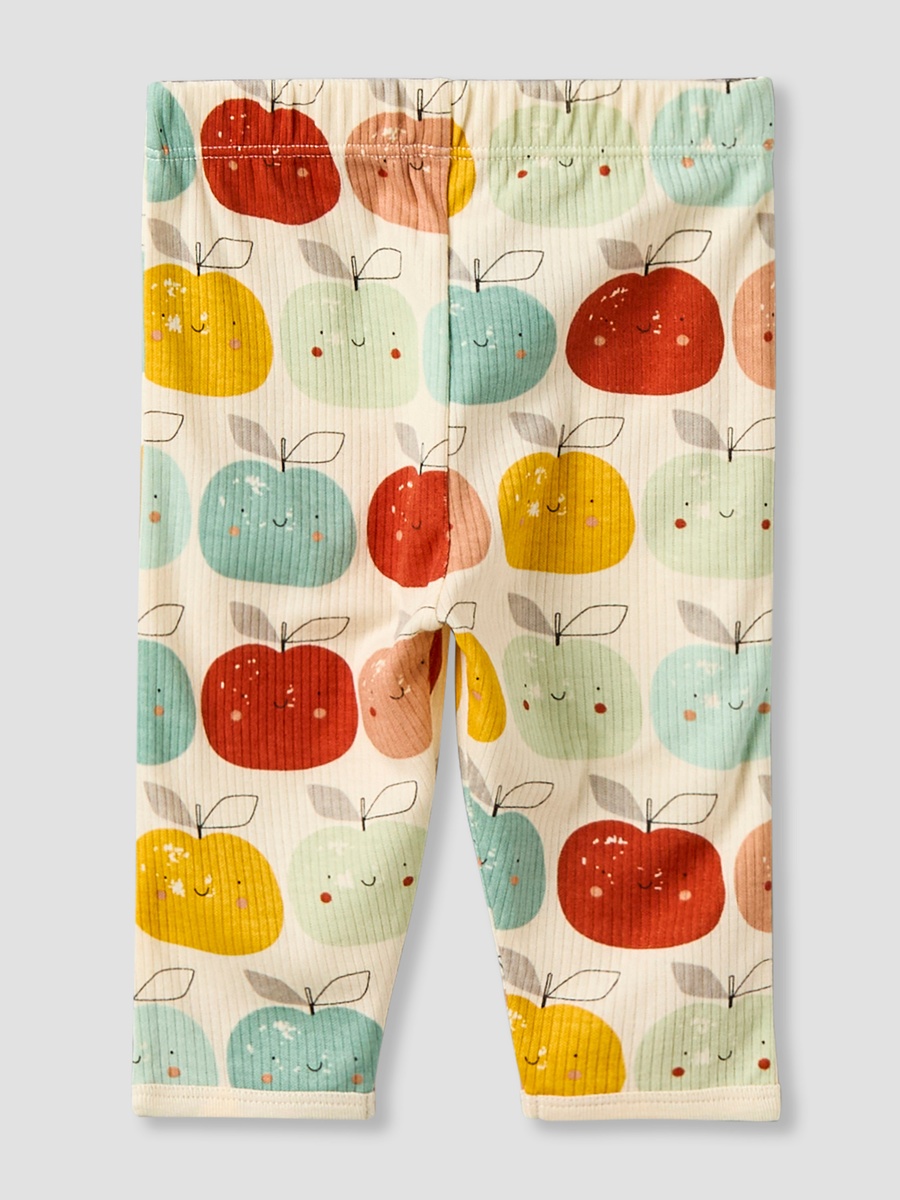 Cotton Round Neck Long Sleeves Pyjama Set with Apple Print