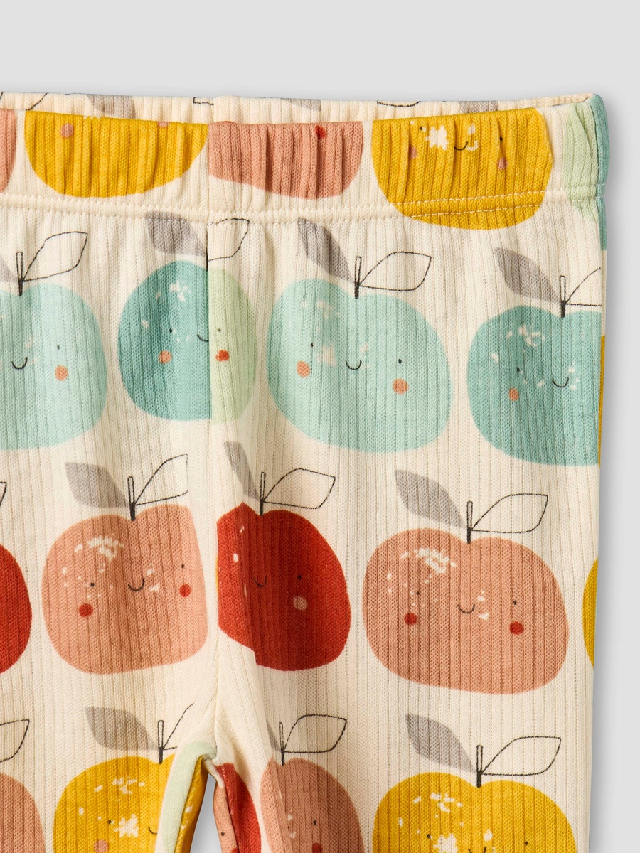 Cotton Round Neck Long Sleeves Pyjama Set with Apple Print