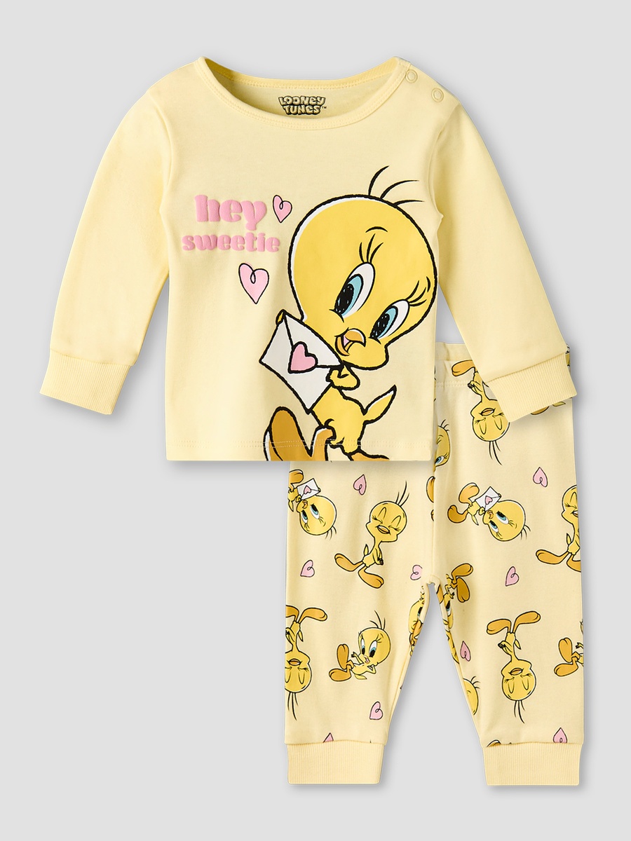 Cotton Long Sleeves Pyjama Set with Tweety Print