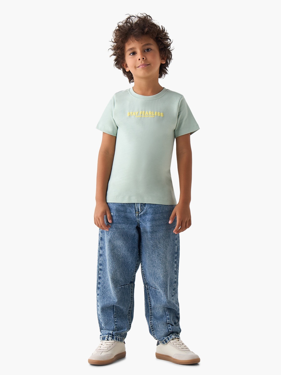 Crew Neck Short Sleeves T-Shirt with Slogan Print