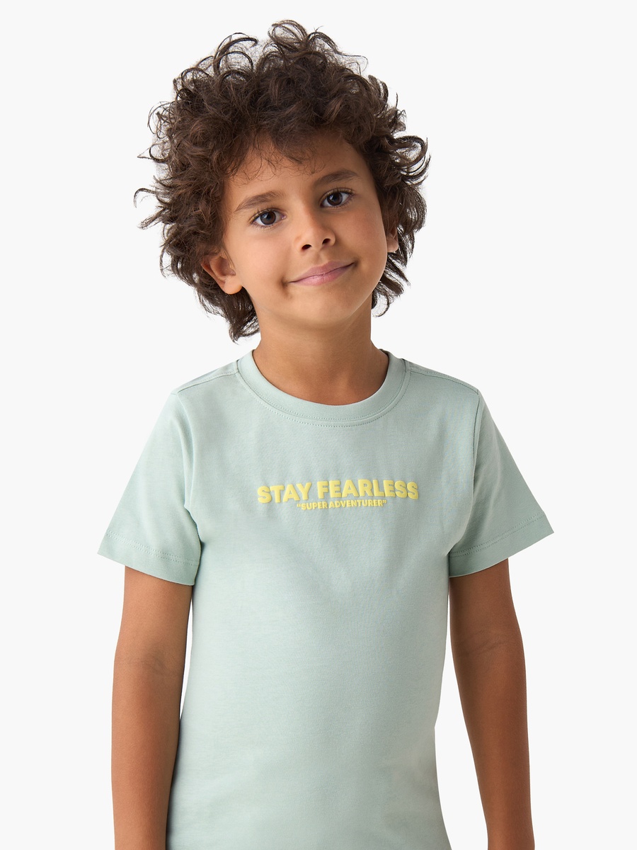 Crew Neck Short Sleeves T-Shirt with Slogan Print