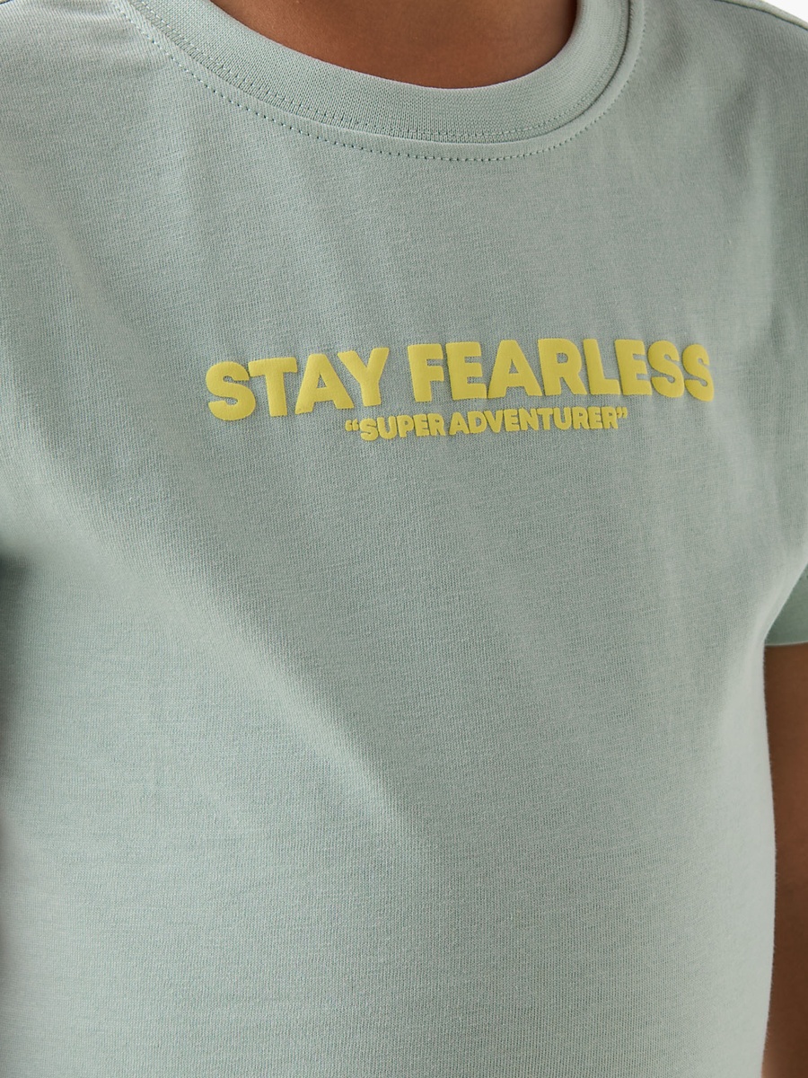 Crew Neck Short Sleeves T-Shirt with Slogan Print