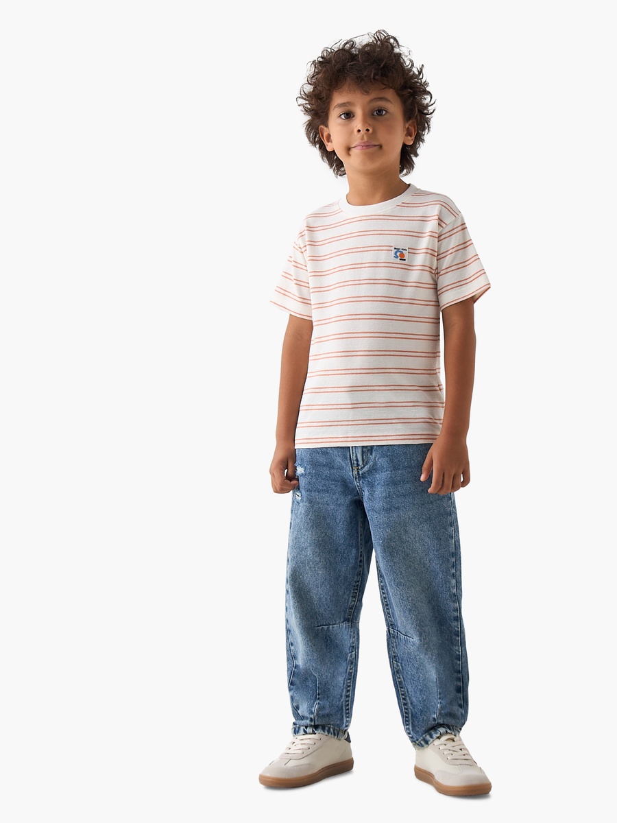 Crew Neck Short Sleeves T-Shirt with Stripes