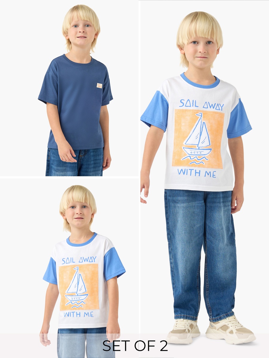 Pack of 2 Short Sleeve T-Shirt with Print