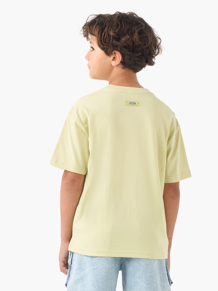 Crew Neck Short Sleeves T-Shirt with Palm Tree Print