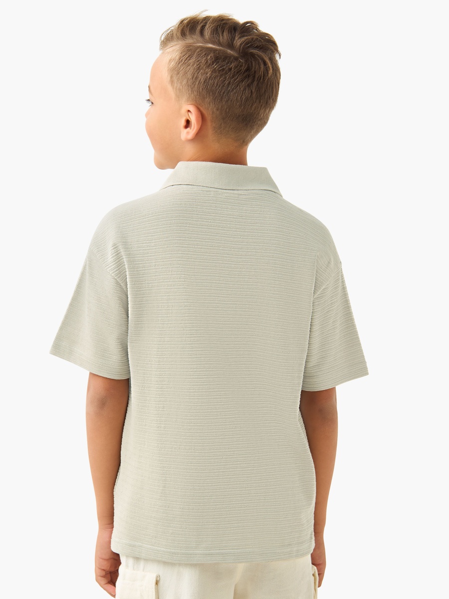 Johnny Collar Short Sleeve Polo T-Shirt with Texture