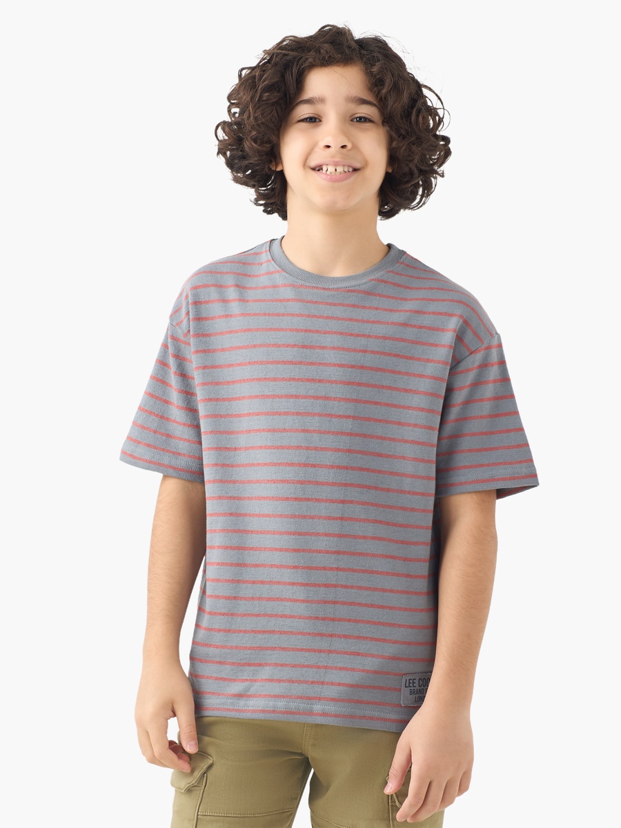 Crew Neck Short Sleeves T-Shirt with Stripes