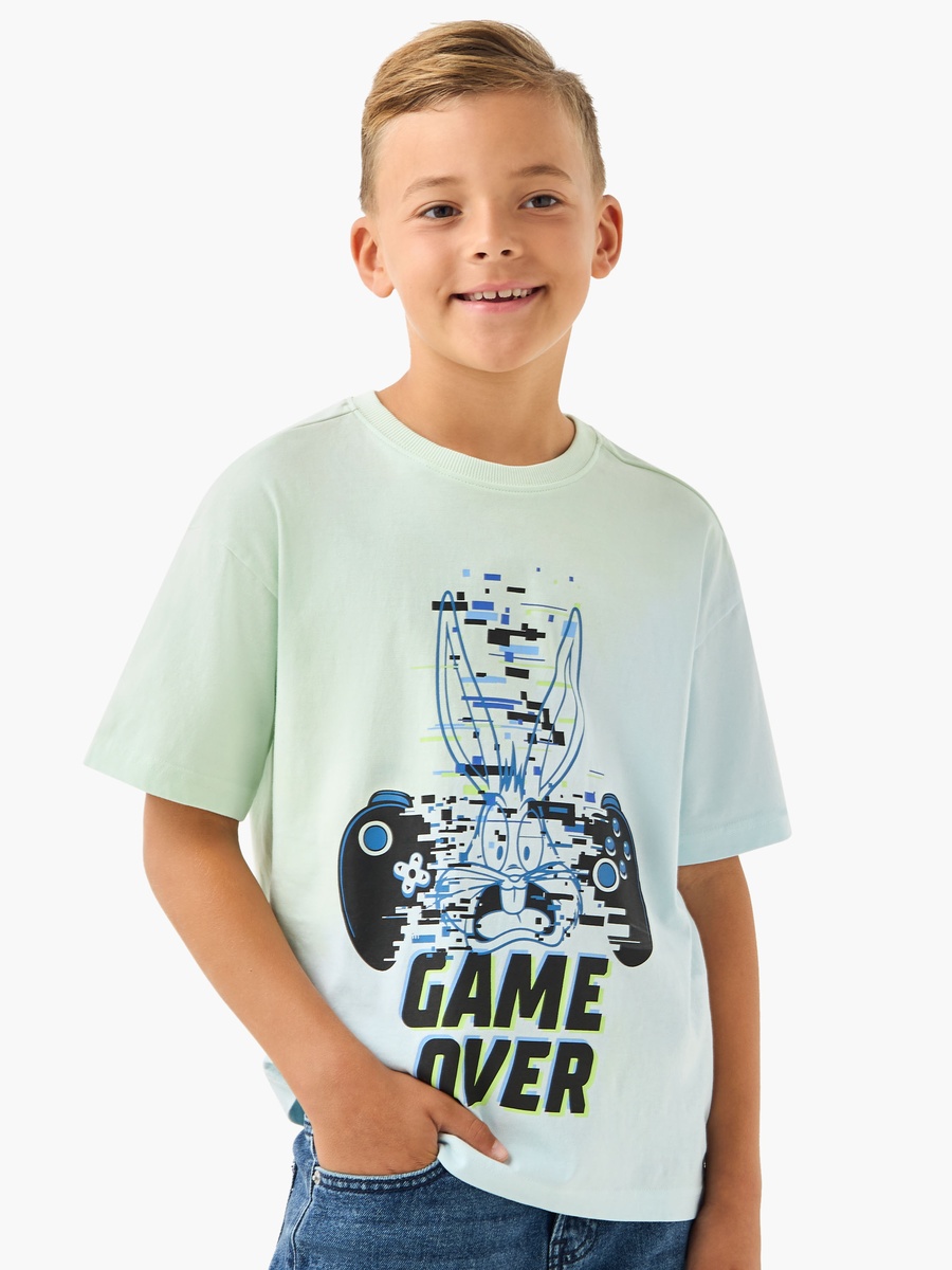 Crew Neck Short Sleeve T-Shirt with Bugs Bunny Print
