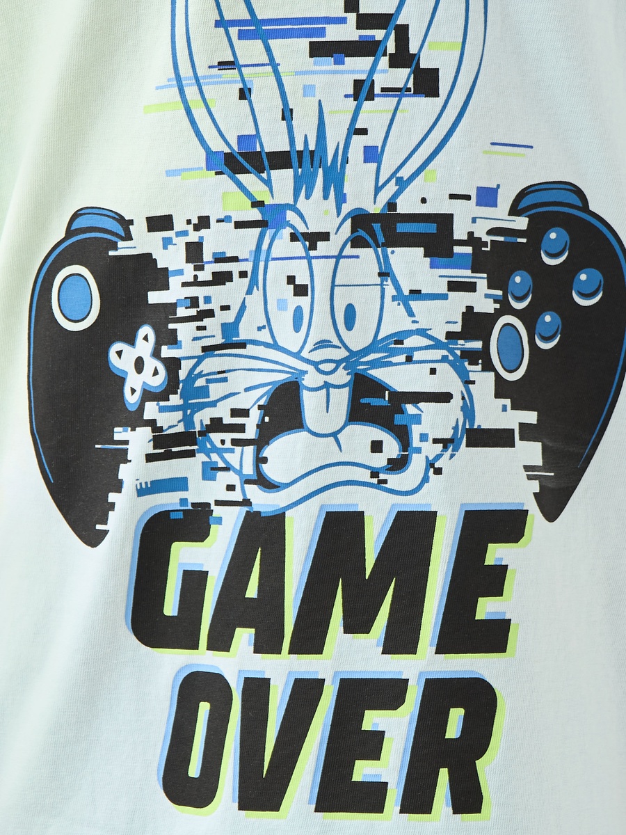Crew Neck Short Sleeve T-Shirt with Bugs Bunny Print