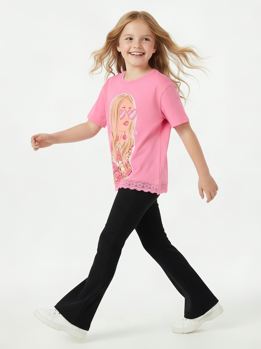 Crew Neck Short Sleeves T-Shirt with Graphic Print