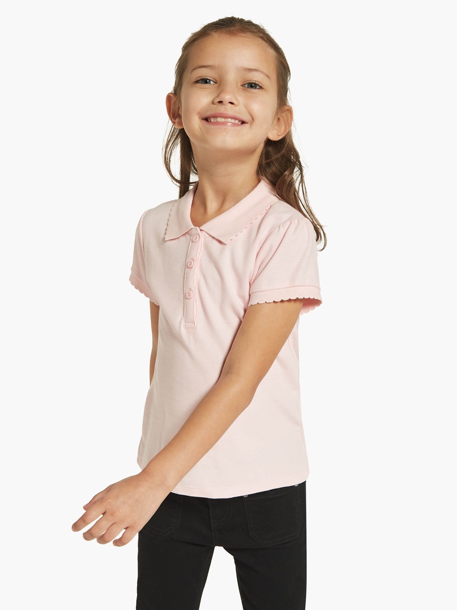 Solid Polo T-Shirt with Short Sleeves and Button Closure