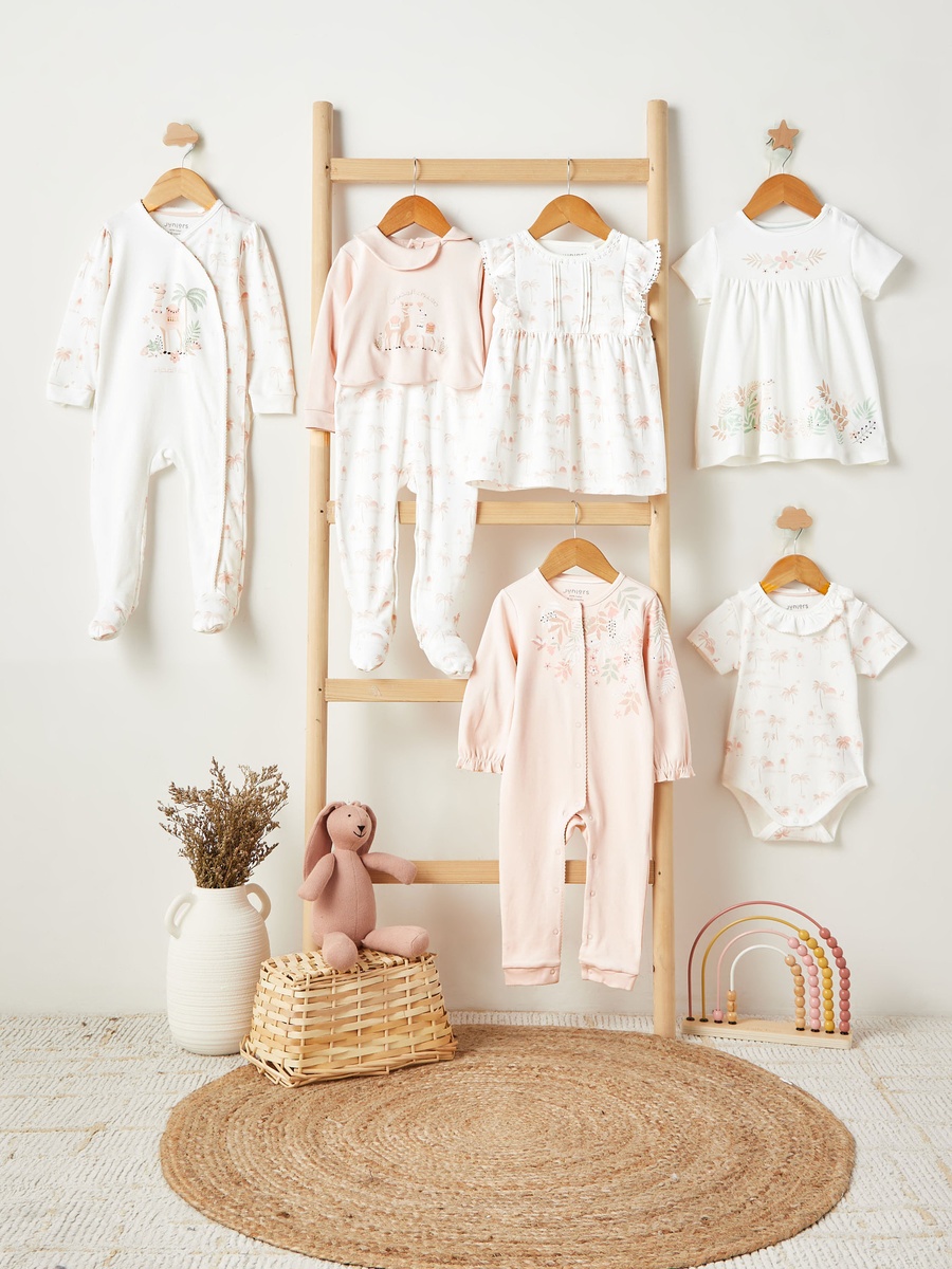 Cotton Collared Neck Long Sleeve Sleepsuit with Snap Button Closure