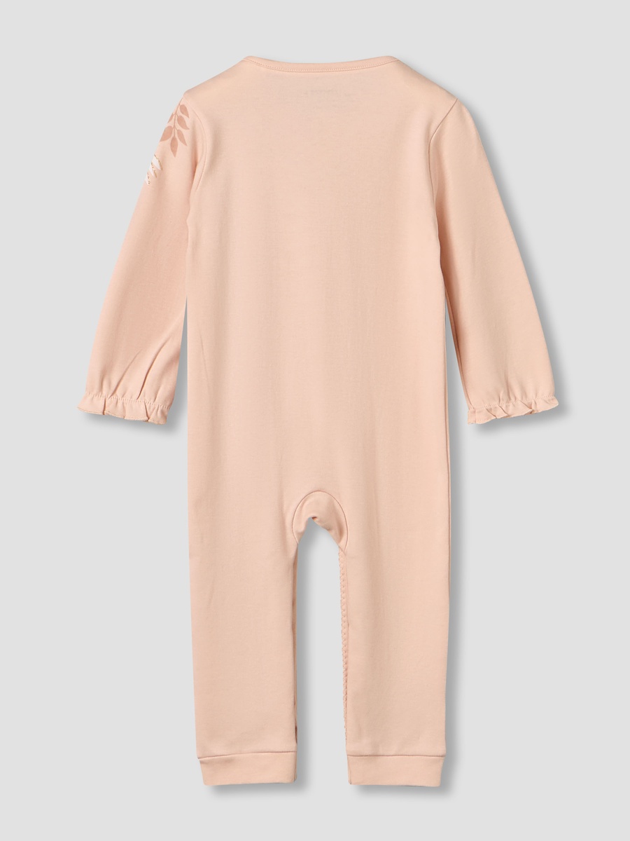 Cotton Crew Neck Long Sleeve Sleepsuit with Snap Button Closure