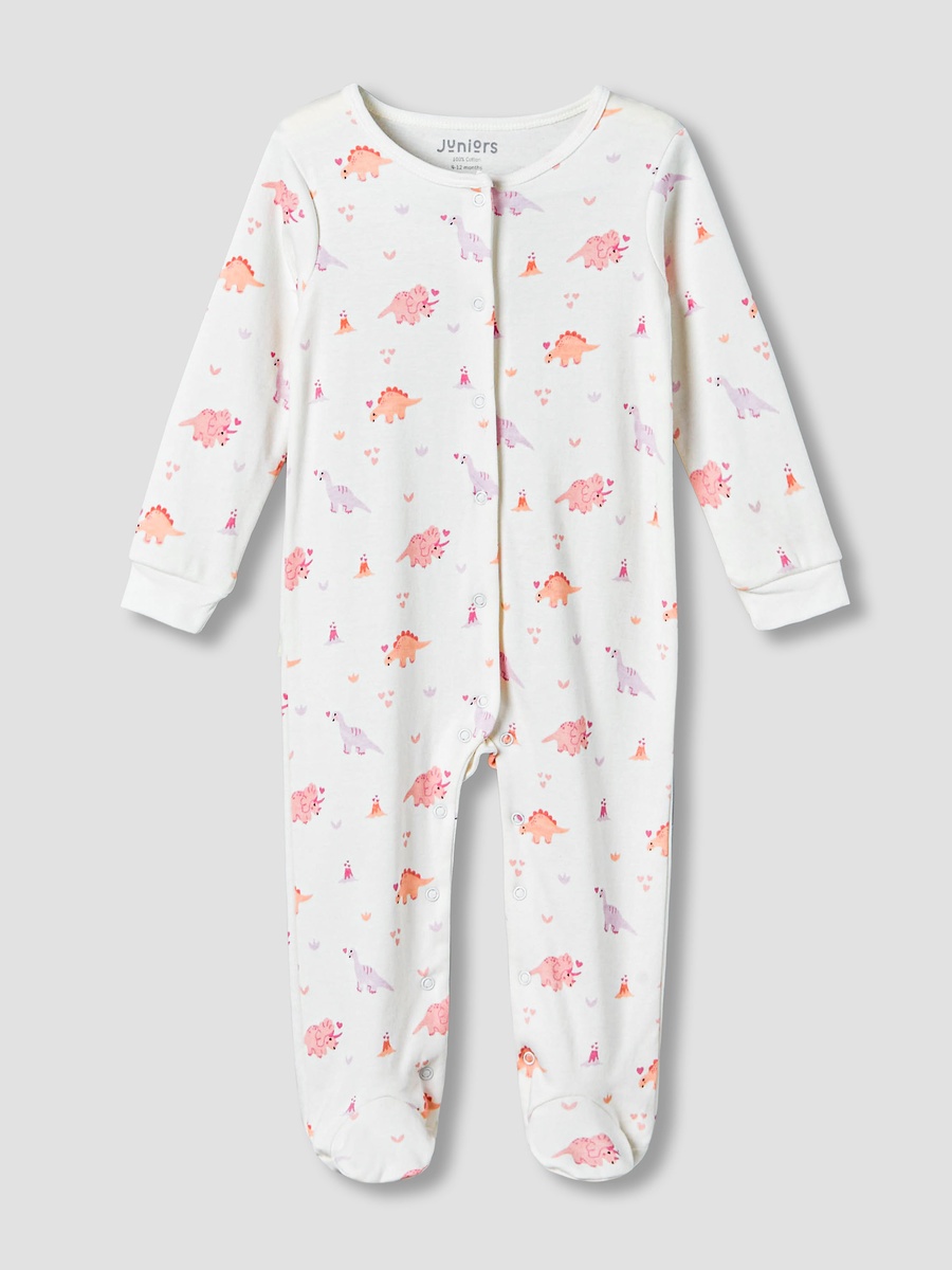 Pack of 2 Cotton Round Neck Long Sleeves Sleepsuit with Print