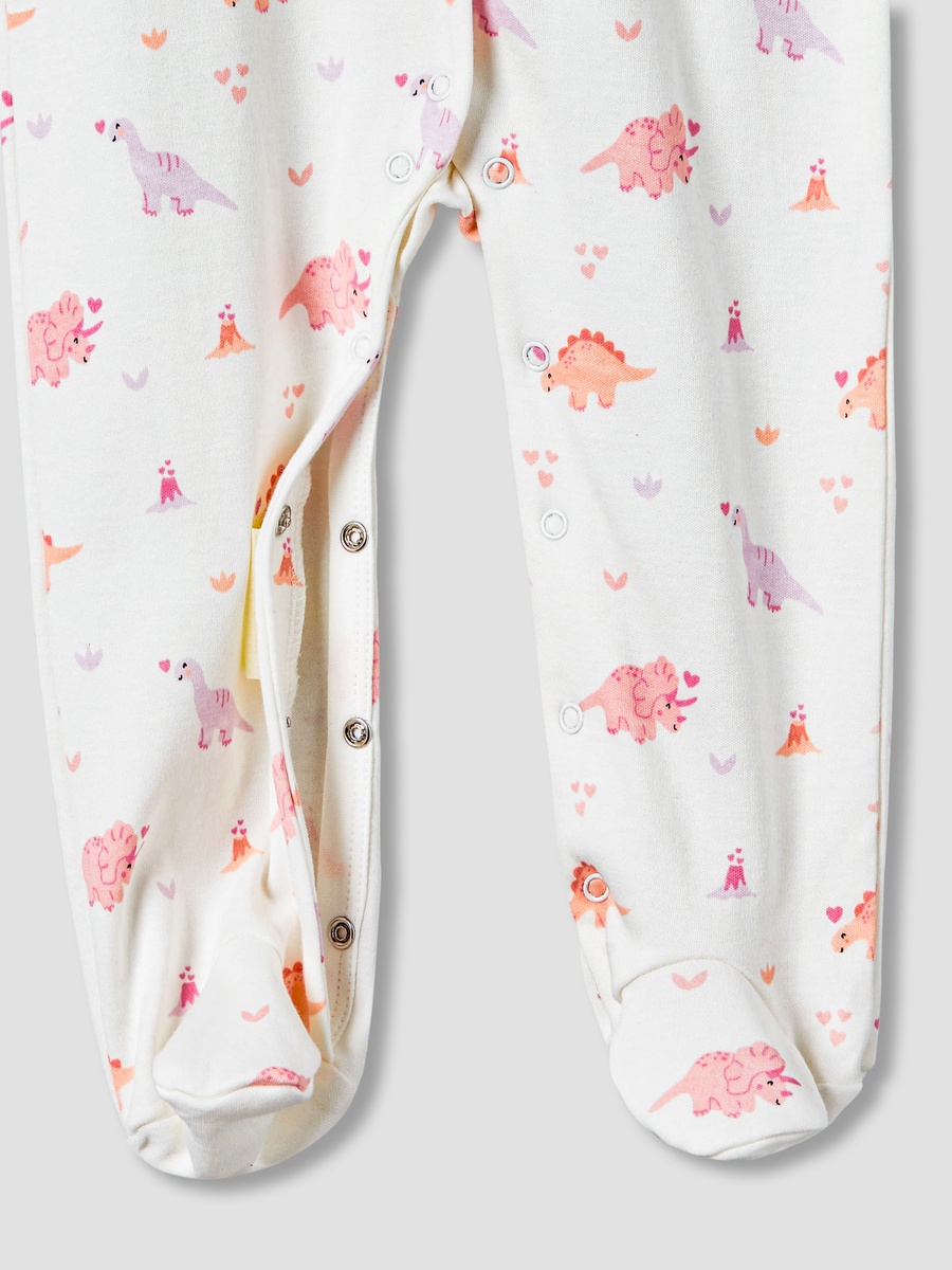 Pack of 2 Cotton Round Neck Long Sleeves Sleepsuit with Print